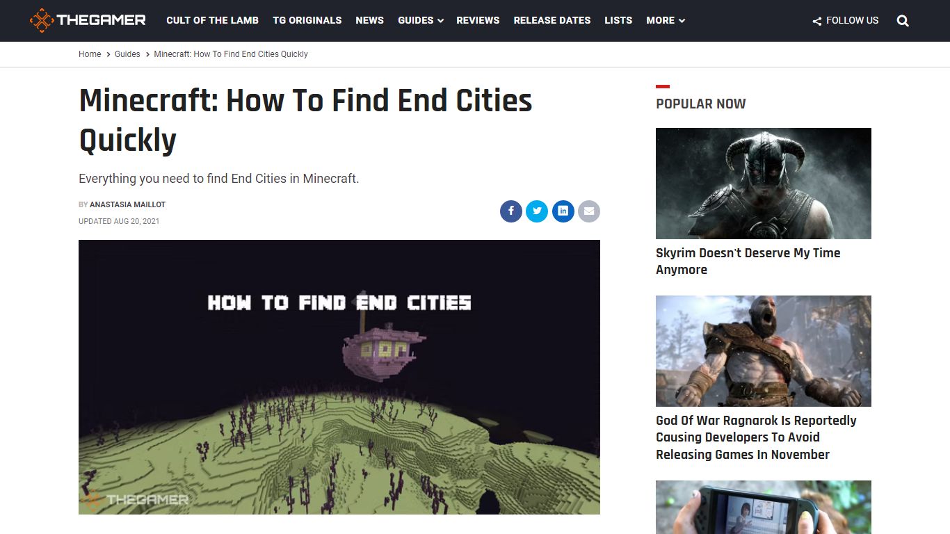 Minecraft: How To Find End Cities - TheGamer